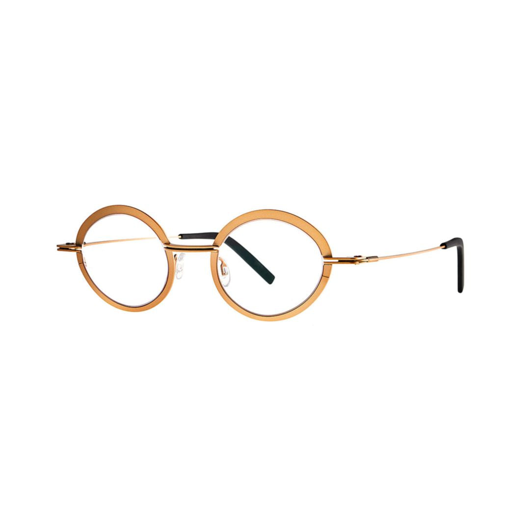 Grilled 007 Gold Shine Round Gold-Finish Metal Eyeglasses with Adjustable Nose Pads