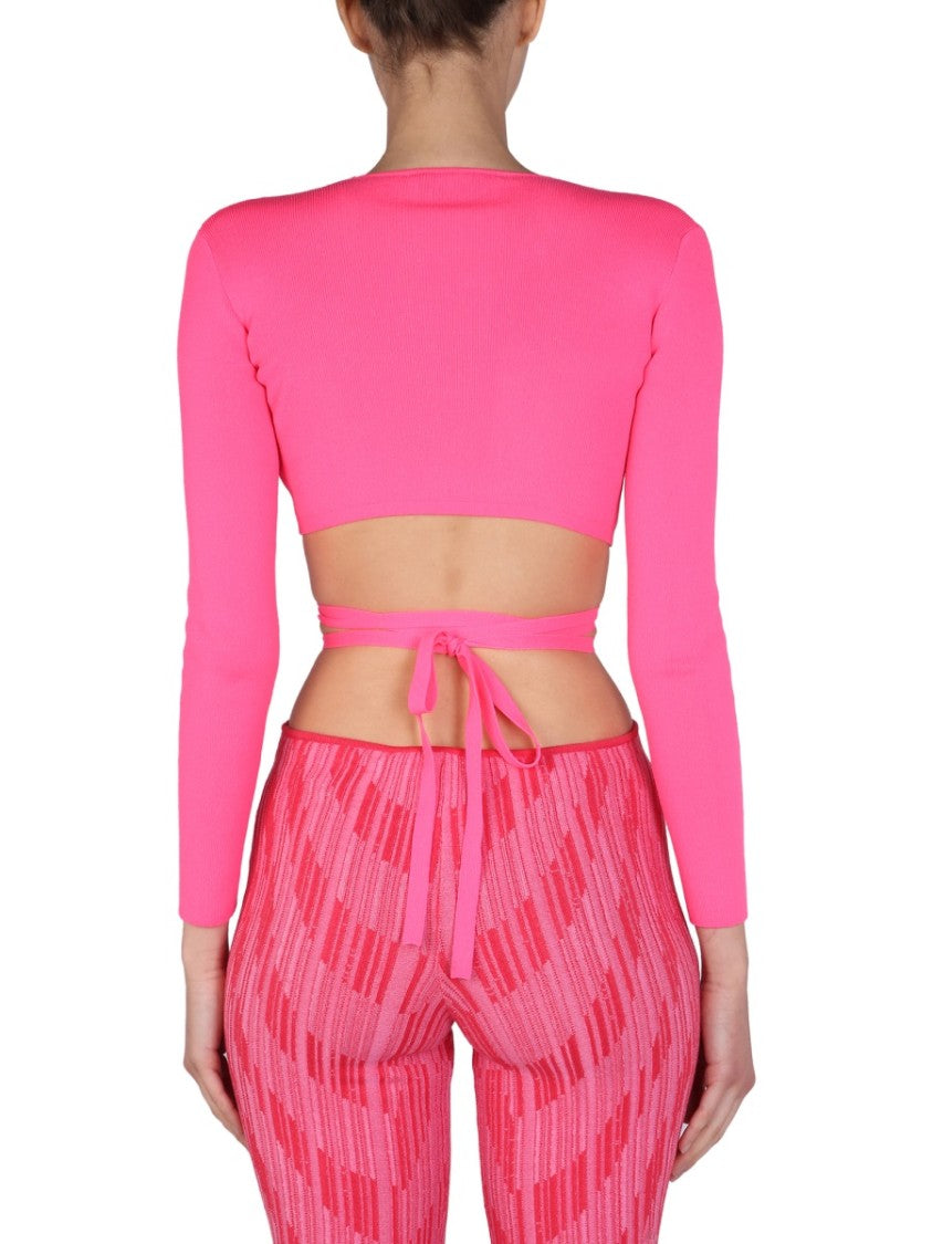 Cropped Top With Wide V-Neck