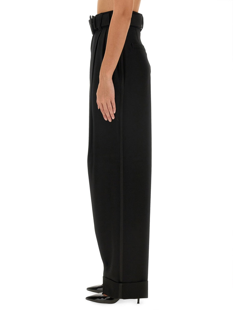 Tailored Virgin Wool Pants with Straight Leg Silhouette