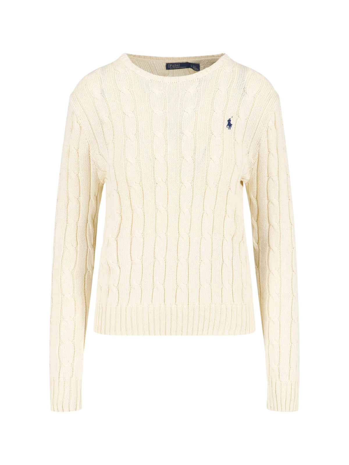 White Cable Knit Cropped Cotton Sweater