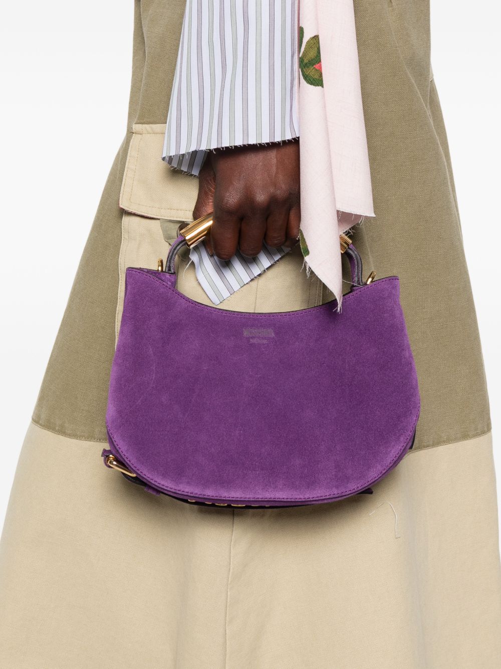 Violet Suede Curved Base Top Bag