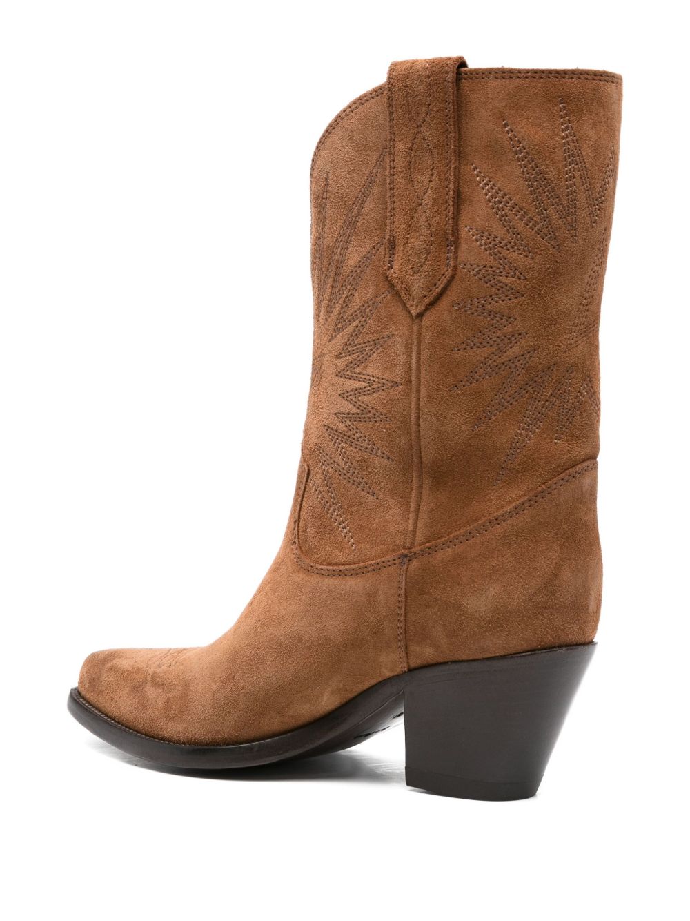 Mid-Calf Brown Calf Suede Boots