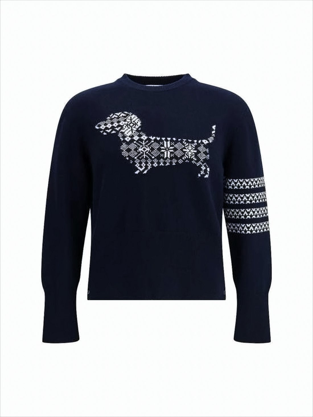 Crew Neck Sweater with Dog Motif