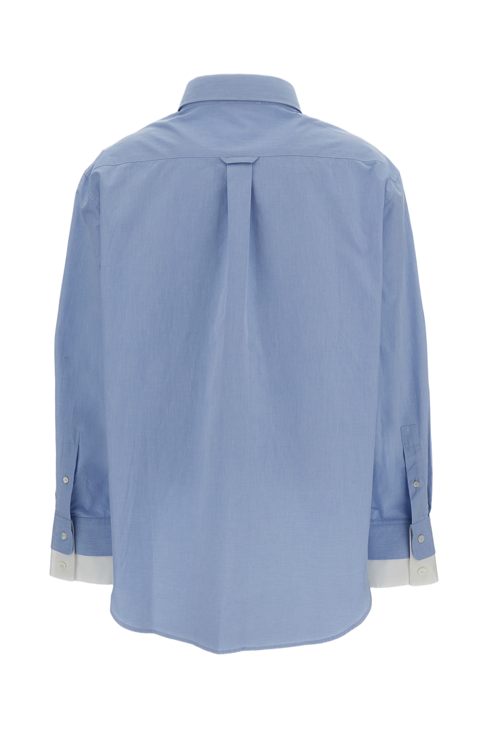 Clear Blue Shirt With Classic Collar And Contrasting Cuffs