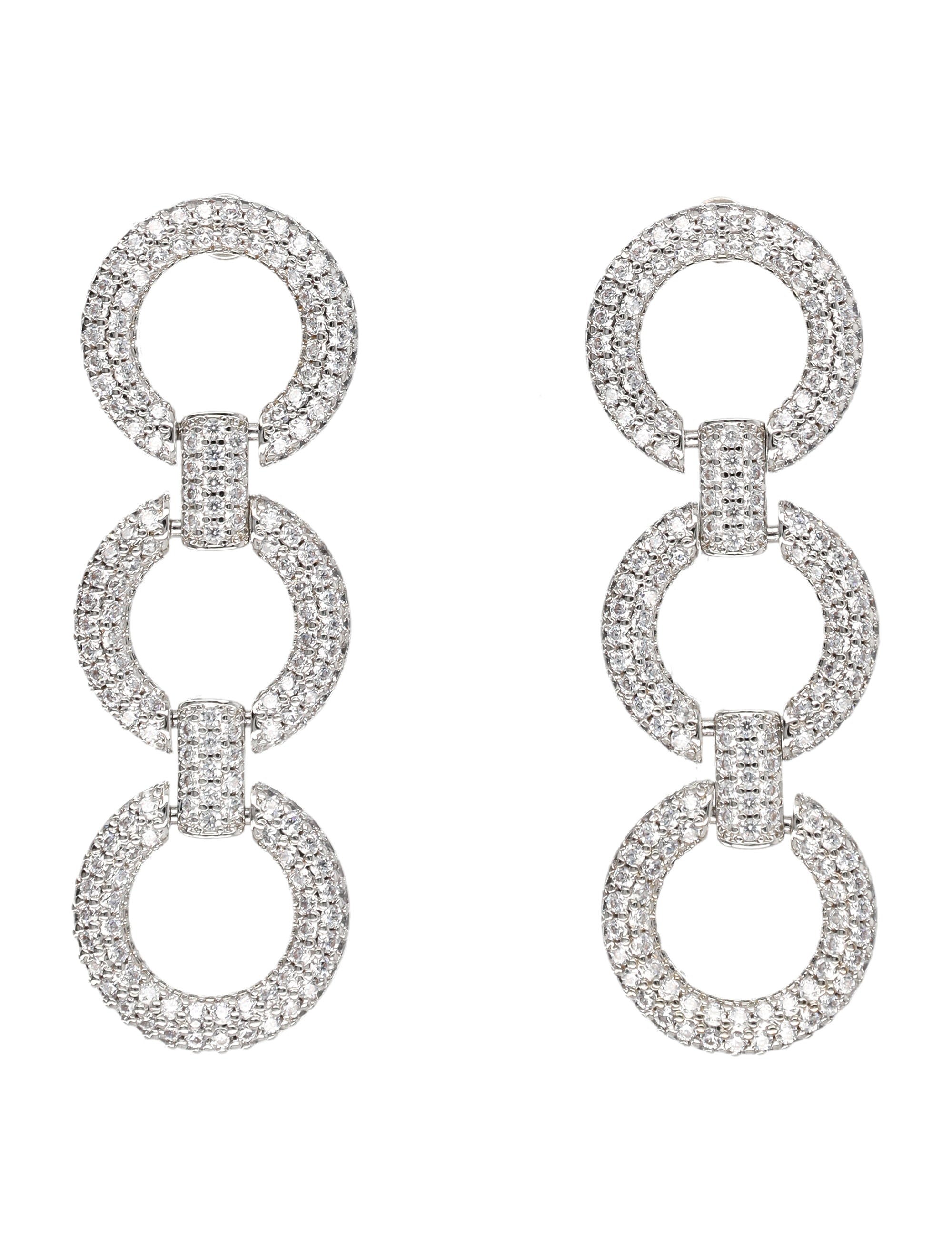 Crystal Link Three-Tiered Earrings
