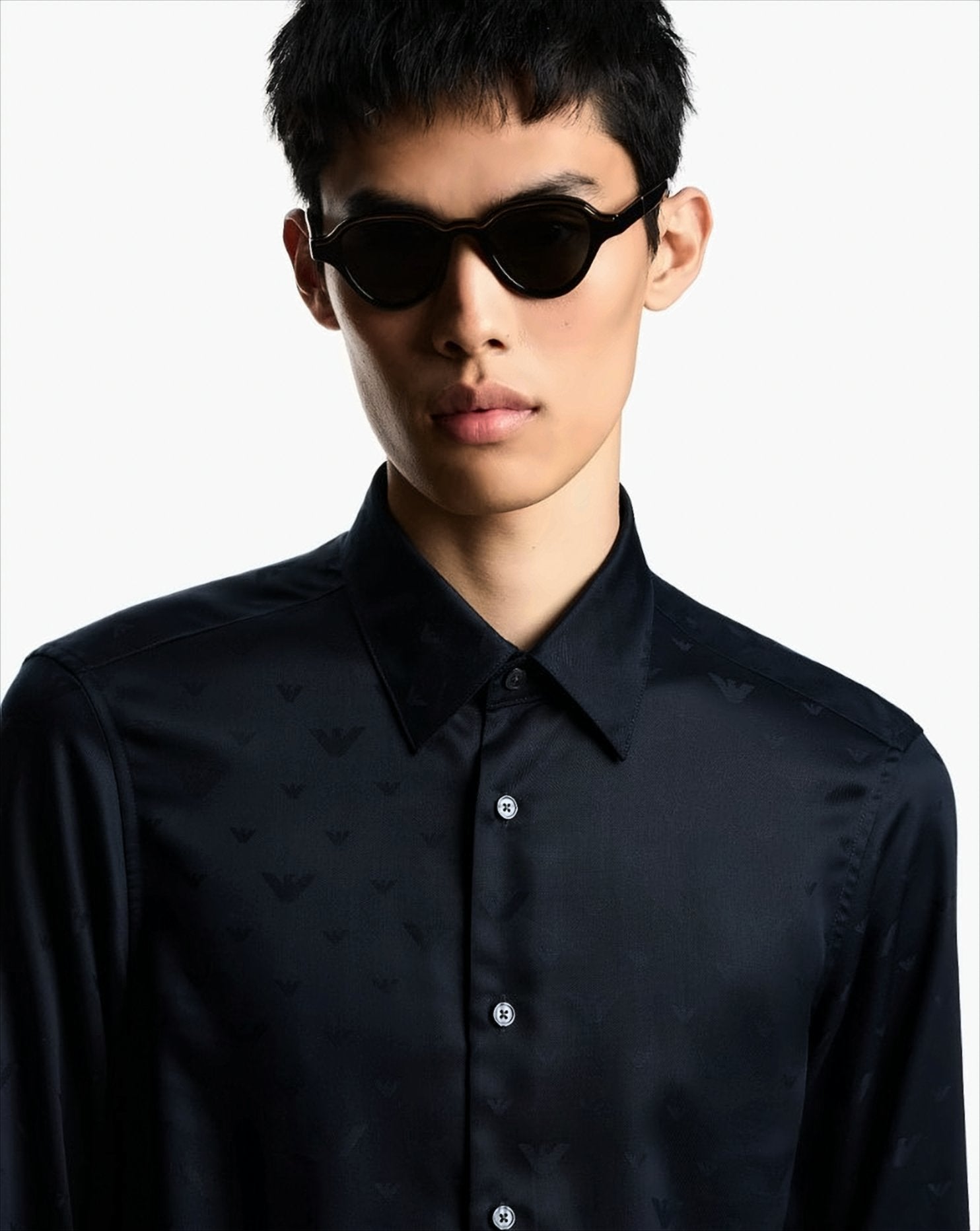 Lyocell Jacquard Shirt With All-Over Eagle Design