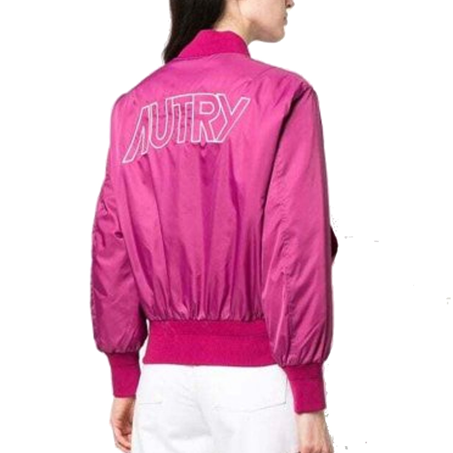 Padded Bomber Jacket With Ribbed Trims And Embroidered Logo