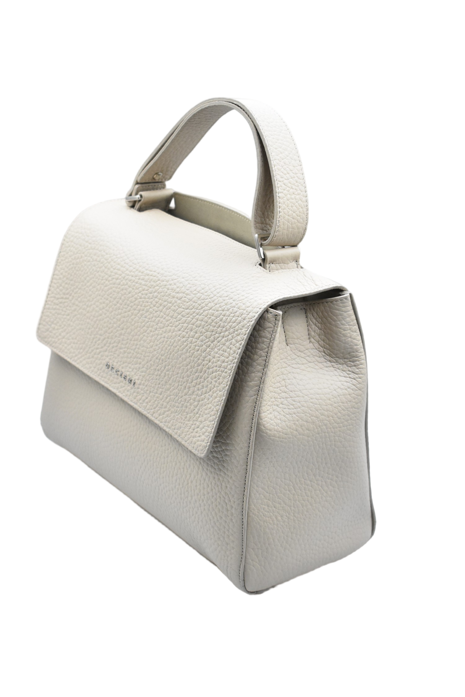 Structured Hammered Leather Handbag With Customizable Zip Pocket