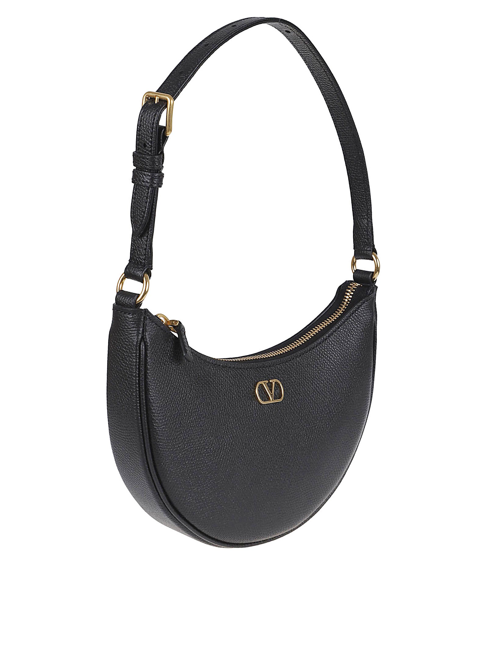 Grainy Calfskin Mini Hobo Bag with Antique Brass Hardware
