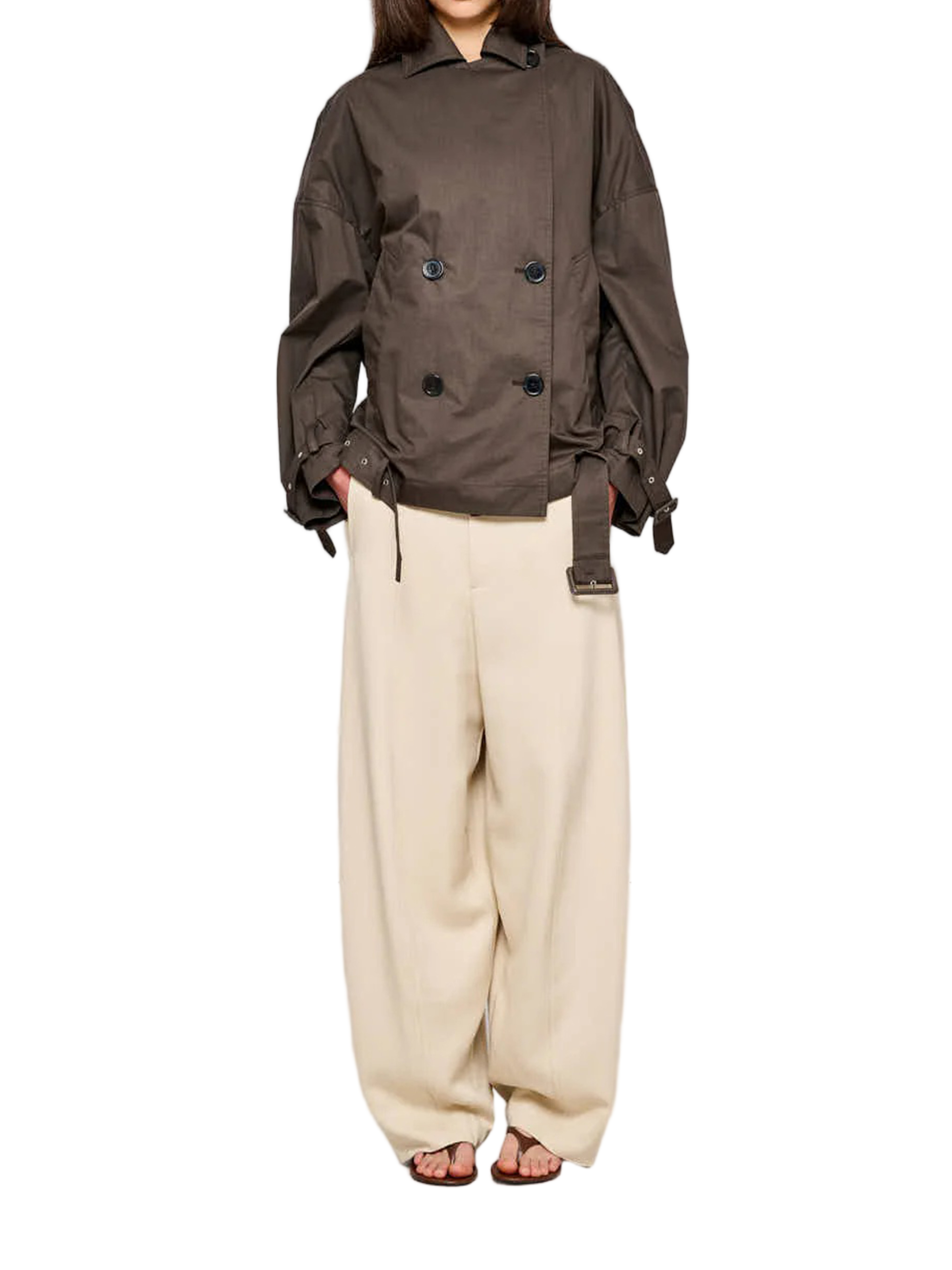 Carcoat Smerigliato Boxy Double Breasted Cotton Coat
