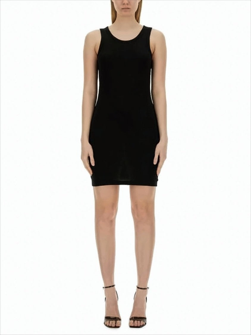 Sleeveless Fitted Midi Dress in Fabric Blend