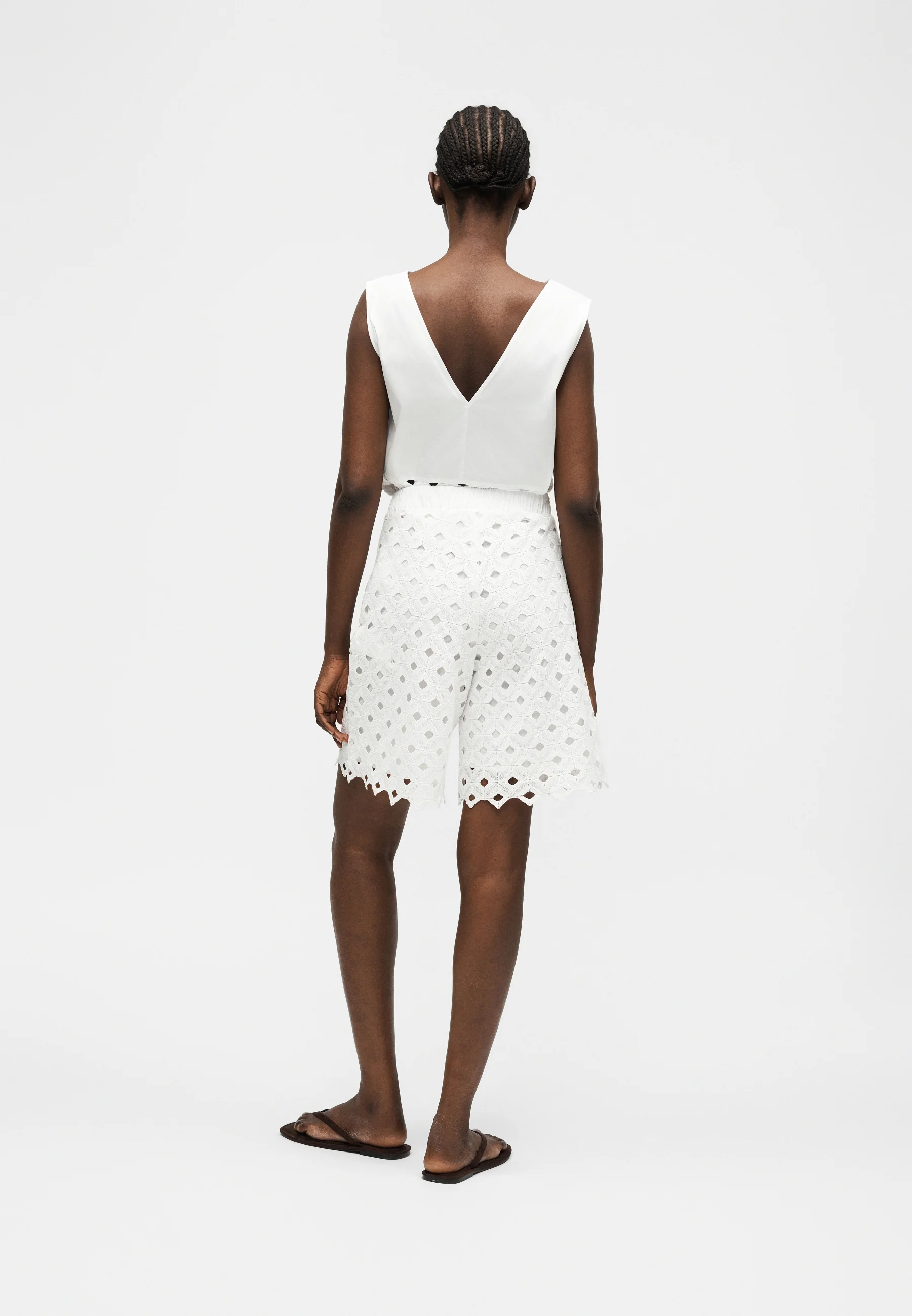 Eyelet Lace Shorts with Scalloped Hem