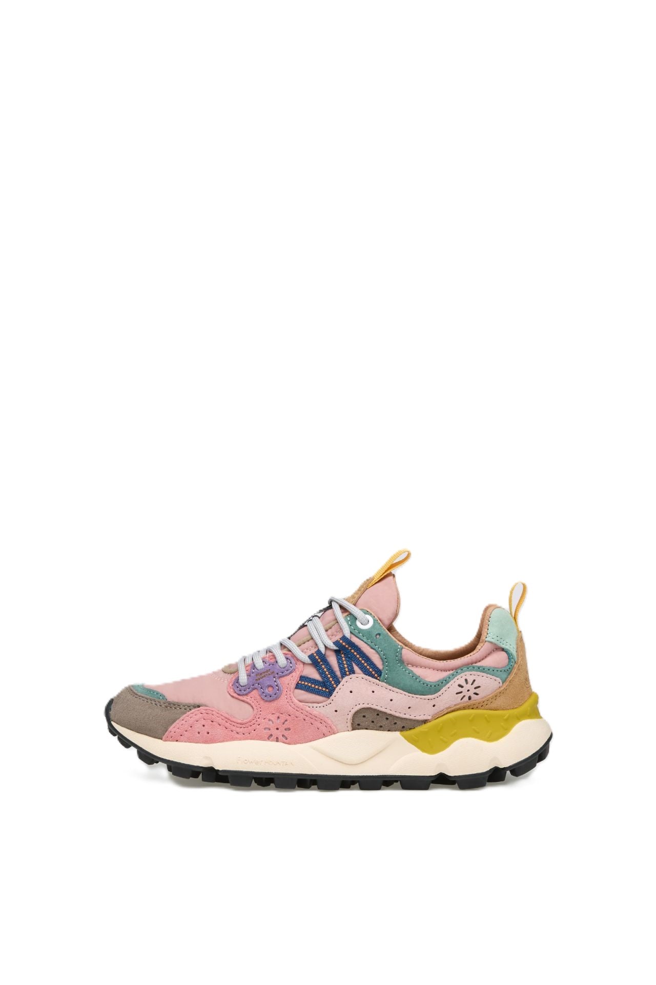 Multi-Layered Sneakers with Pastel Overlays and Chunky Sole