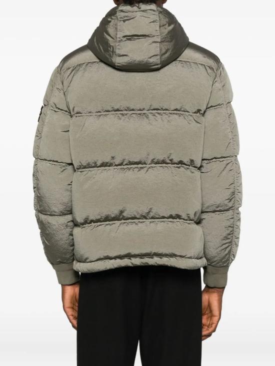 Hooded Down Parka in Nylon Metal EcoNyl