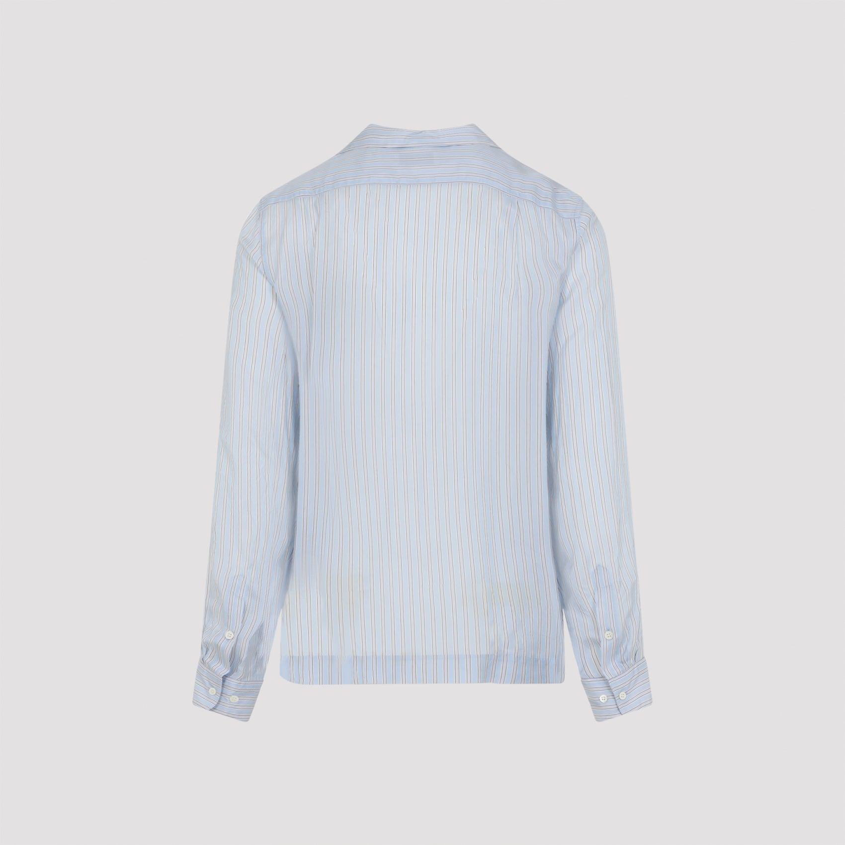 Relaxed-Fit Cupro Shirt with Vertical Stripe Pattern