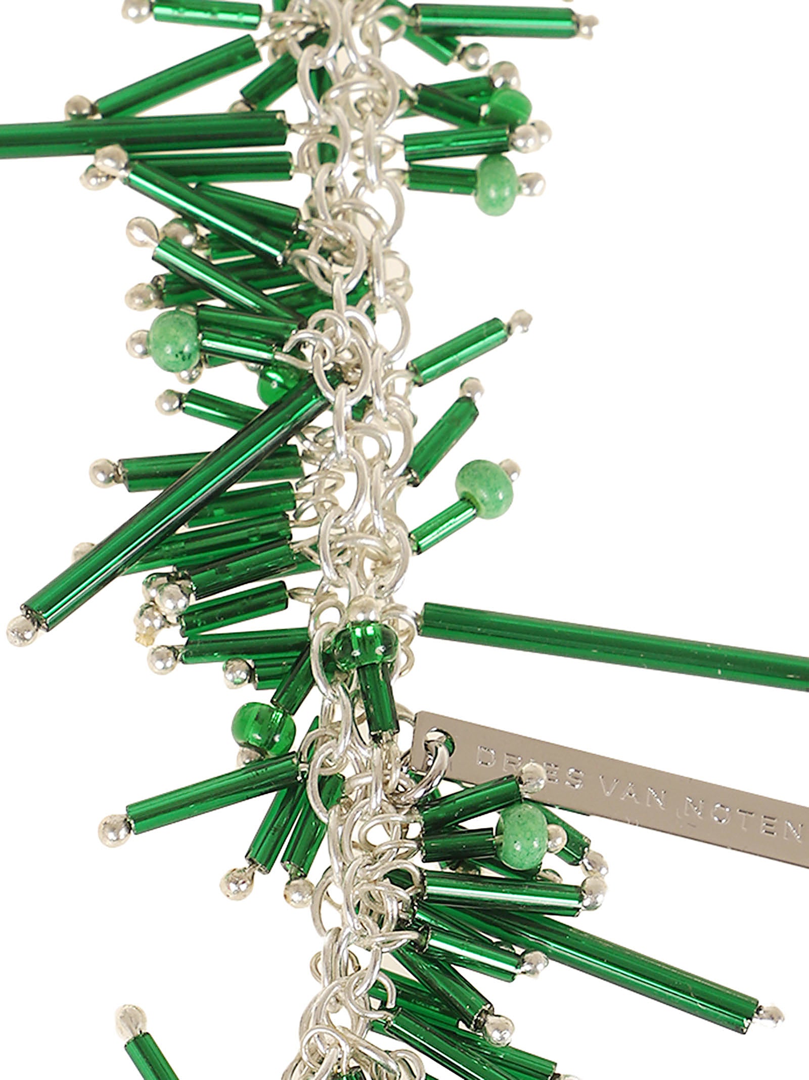 Textured Green Glass Bead Necklace