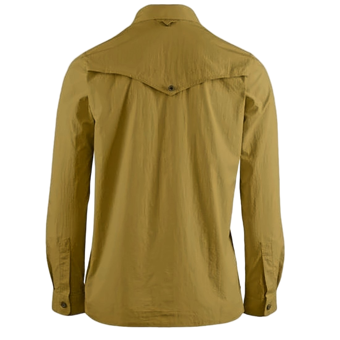 Structured Brown Long-Sleeve Shirt with Yoke Design