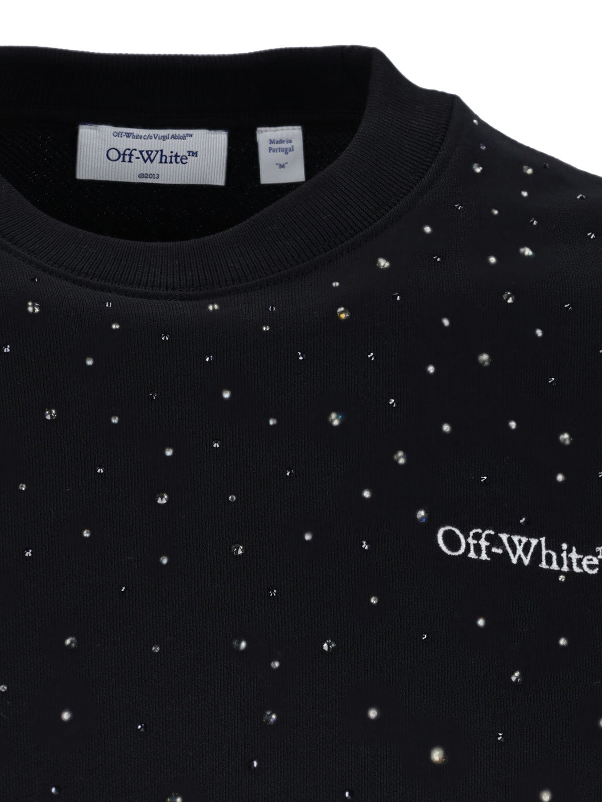 Black Cotton Logo Sweatshirt with Strass