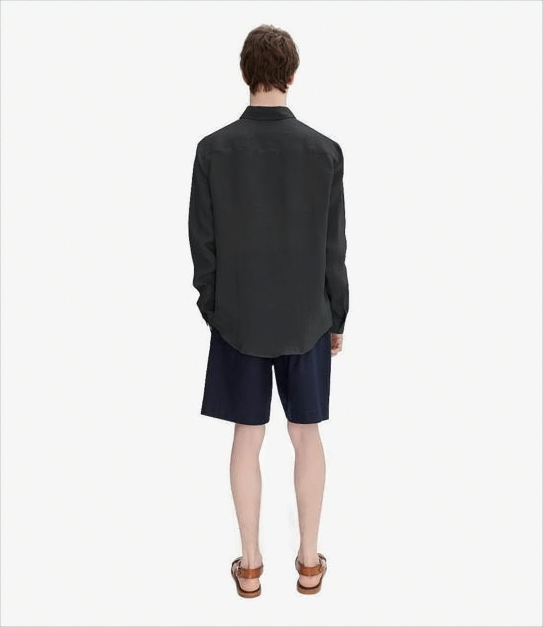 Classic Long-Sleeve Black Linen Shirt