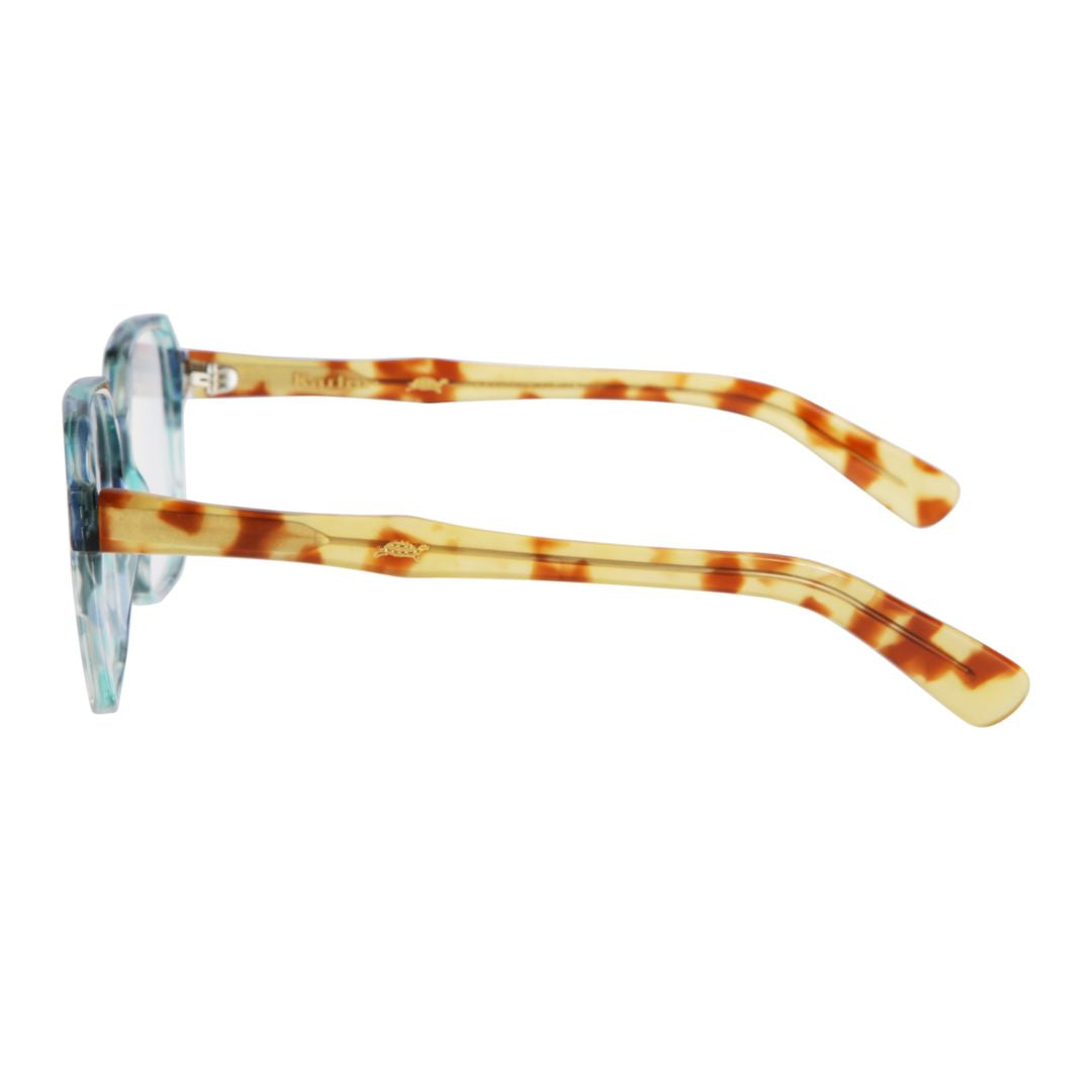 Lisa Translucent Teal and Tortoiseshell Sunglasses with Square Frame