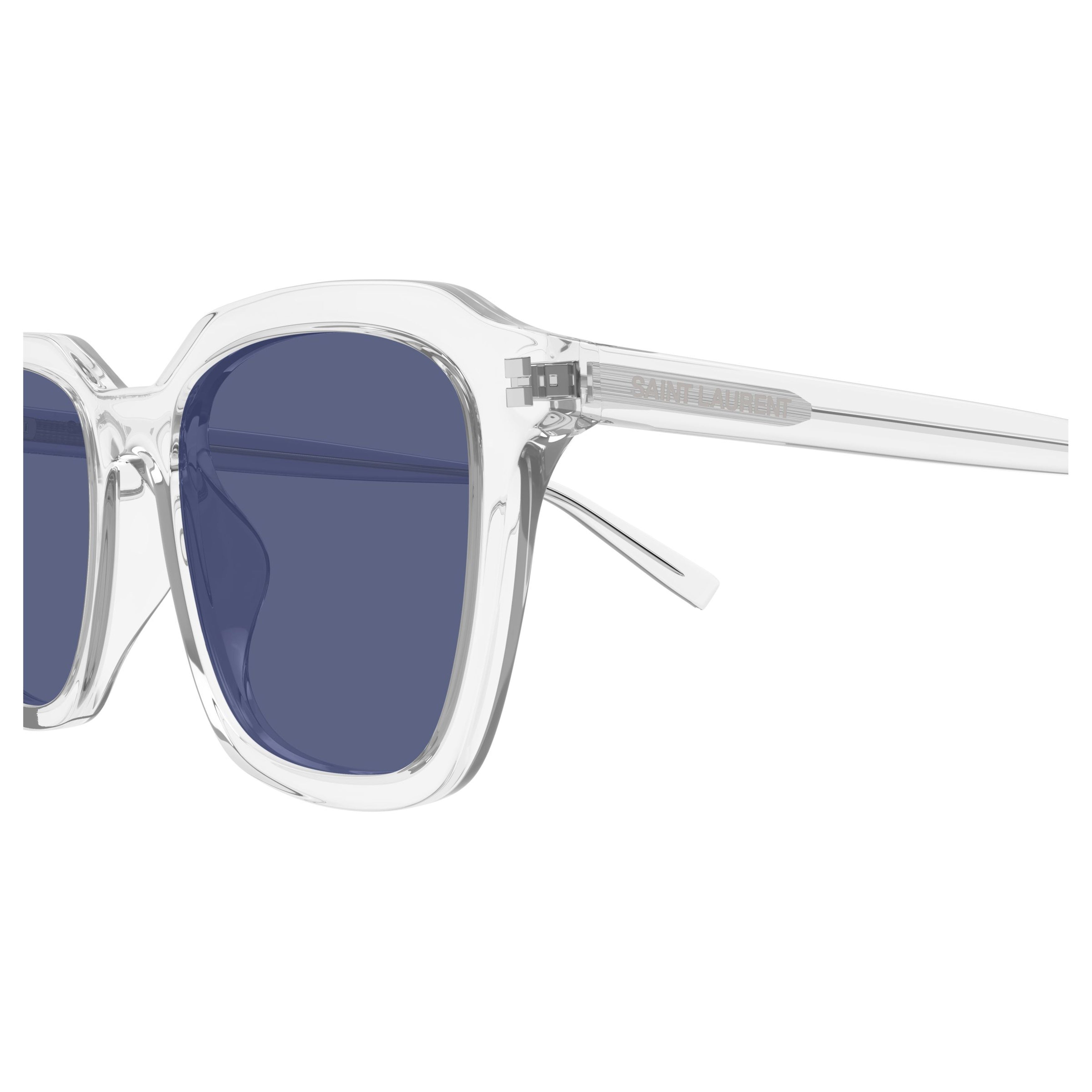 Transparent Acetate Square Sunglasses With Dark Blue Lenses