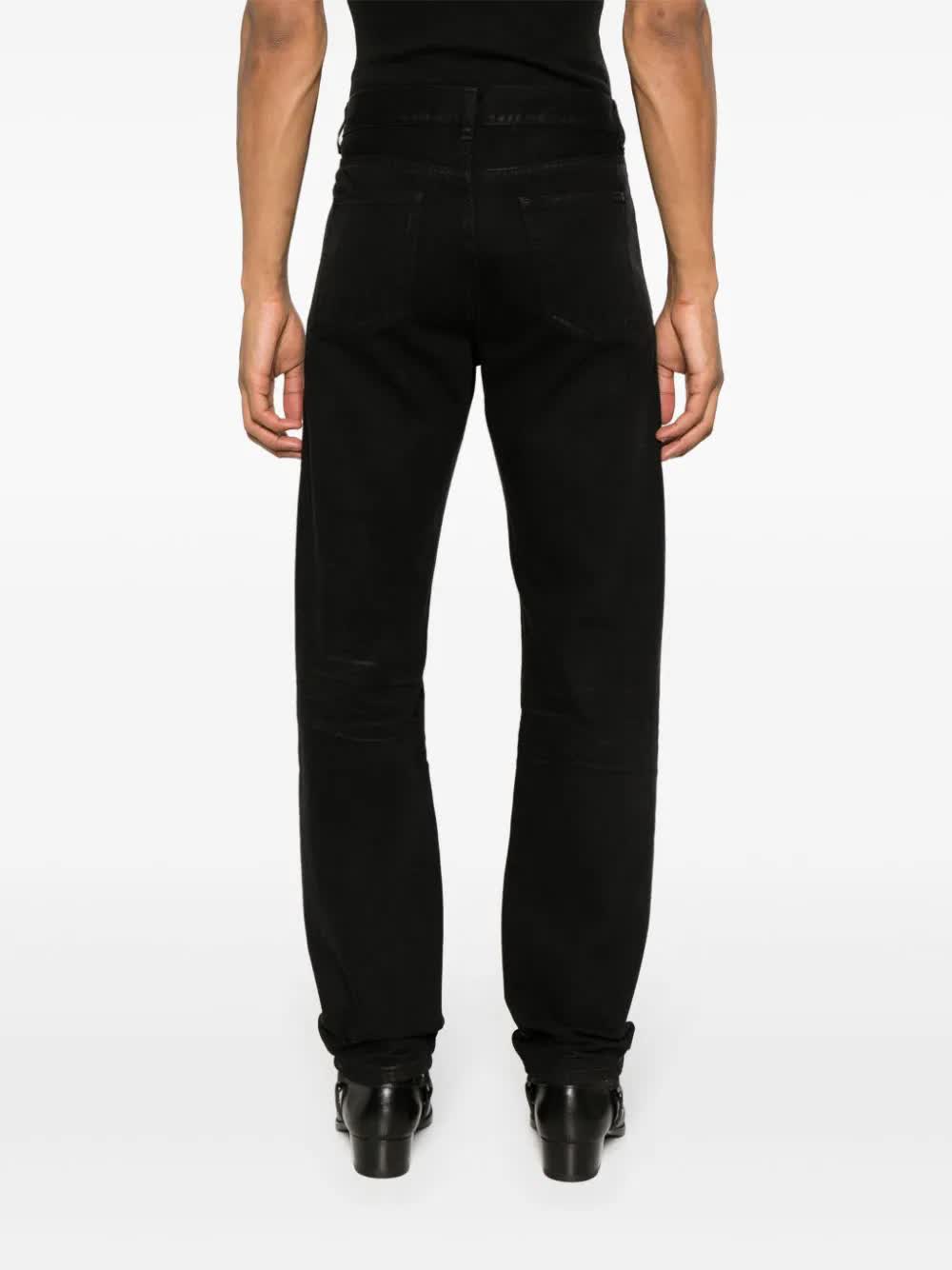 Black Straight-Leg Structured Denim Jeans