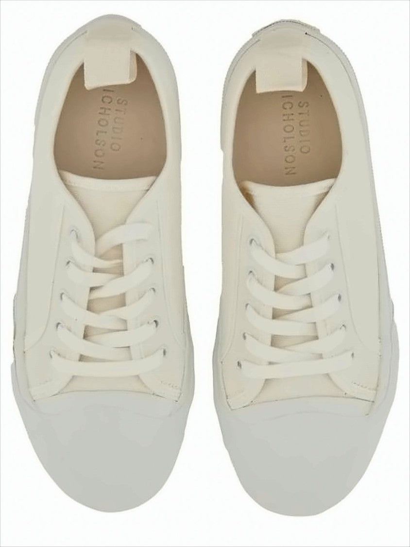 White Cotton Low-Top Sneakers