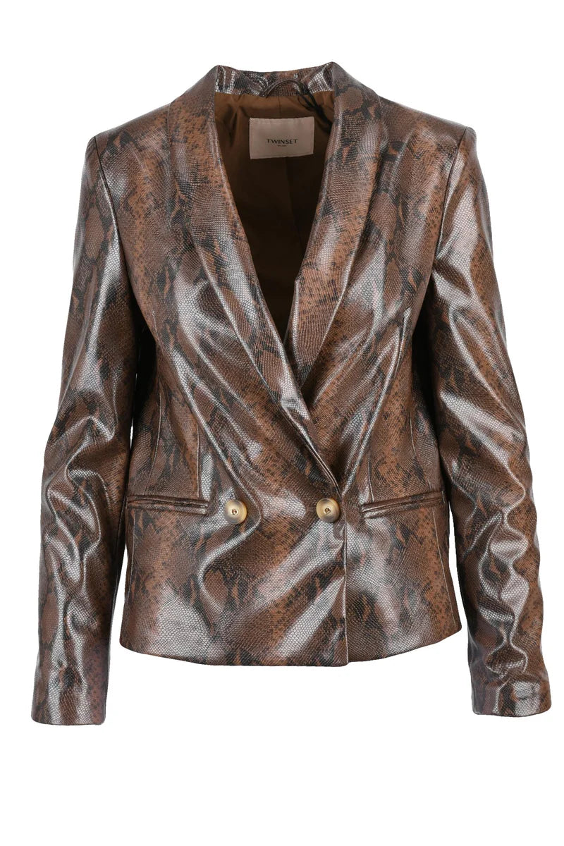 Faux Leather Jacket - Brown/Black