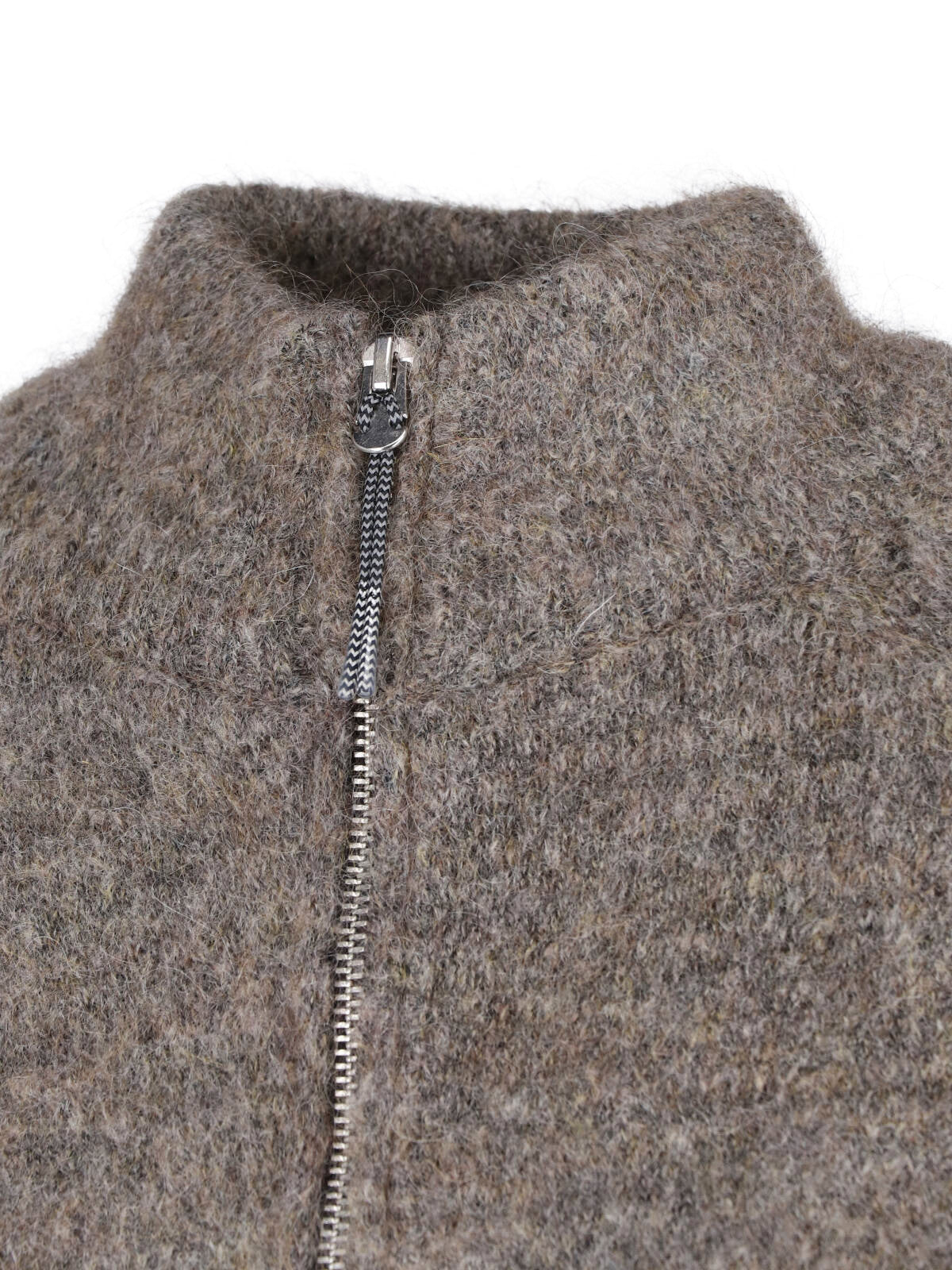 Grey Textured High Collar Sweater