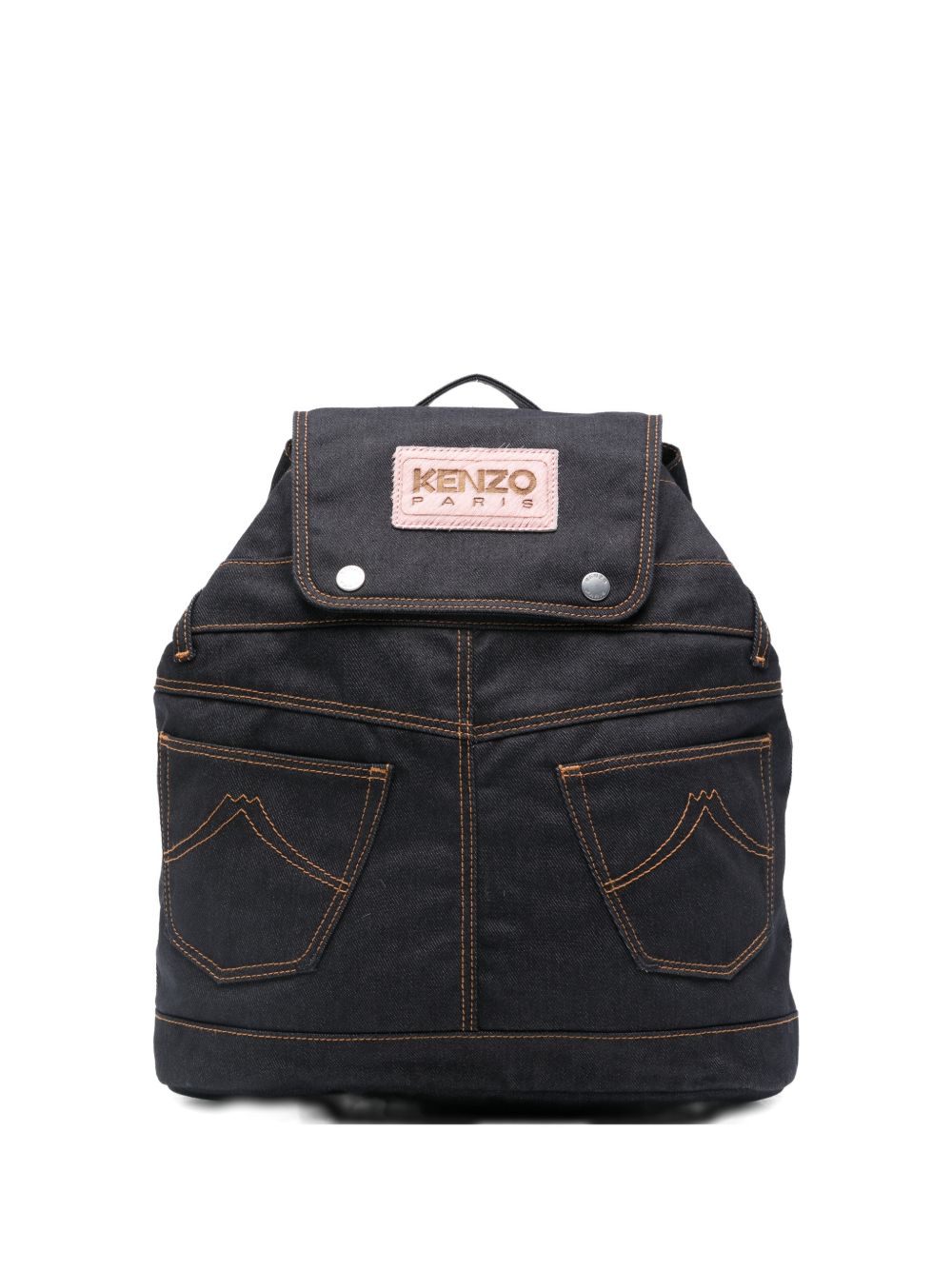 Structured Black Backpack With Orange Stitching