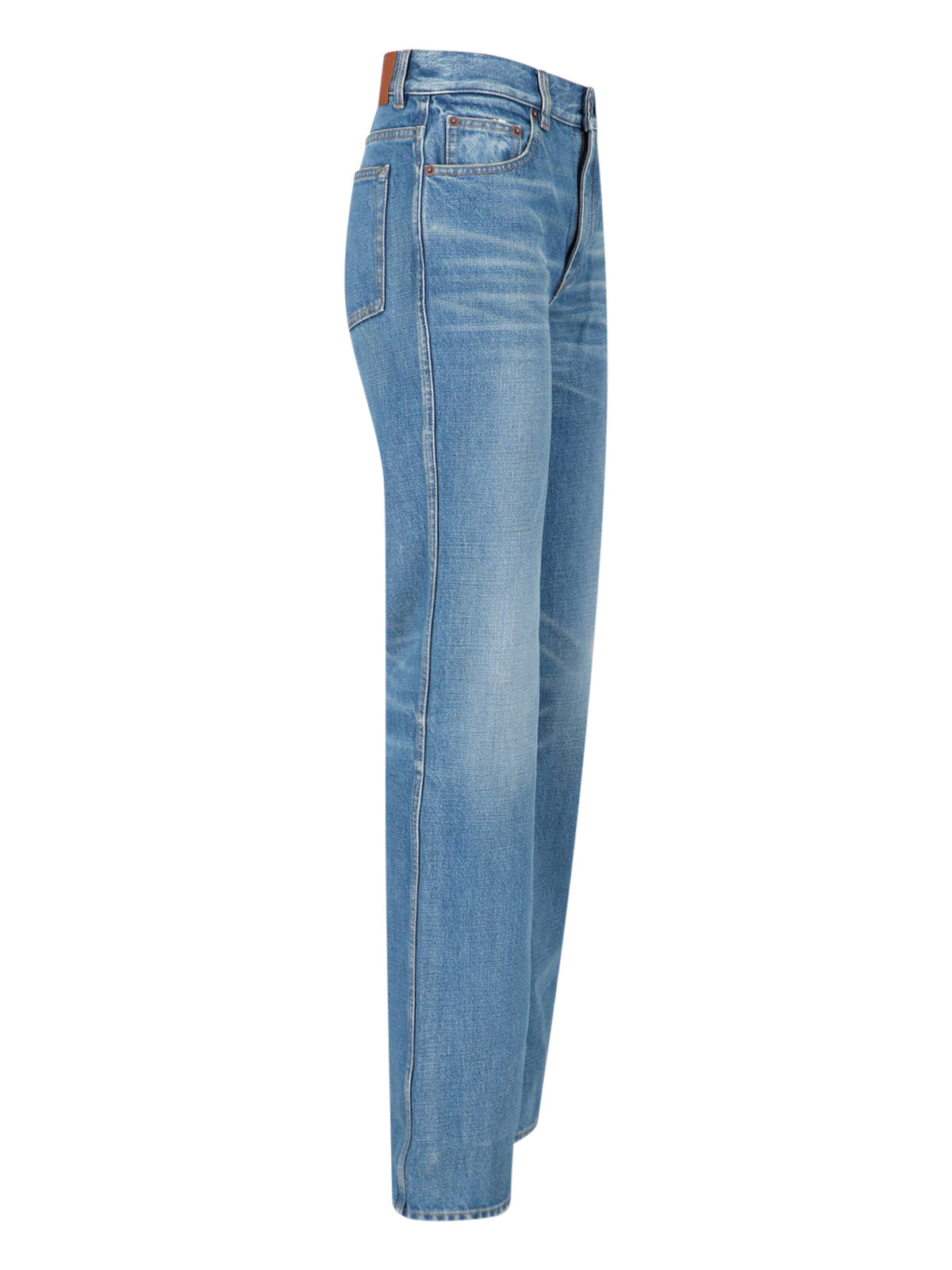 Blue Mid-Rise Straight-Leg Denim Jeans