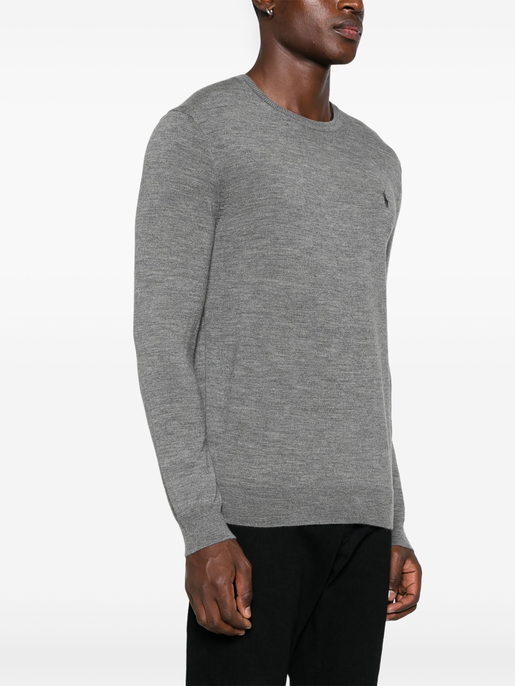 Grey Pullover Tailored Crew Neck Pullover