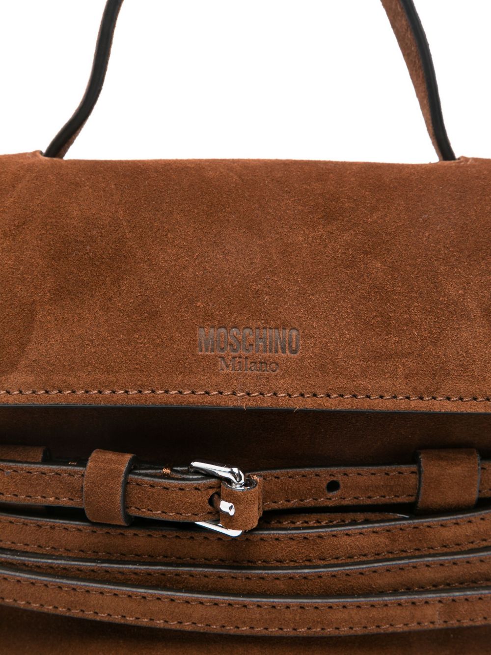 Structured Brown Suede Top Handle Shoulder Bag