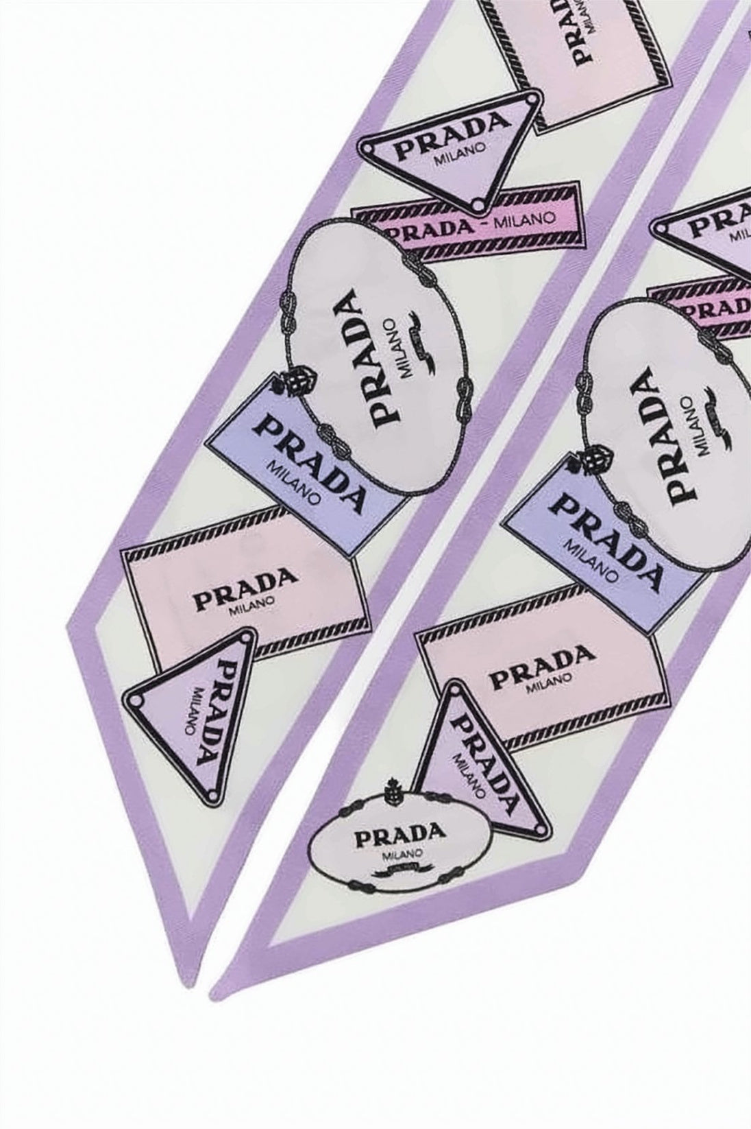 Silk Scarf with Pastel Logo Pattern and Pointed Ends