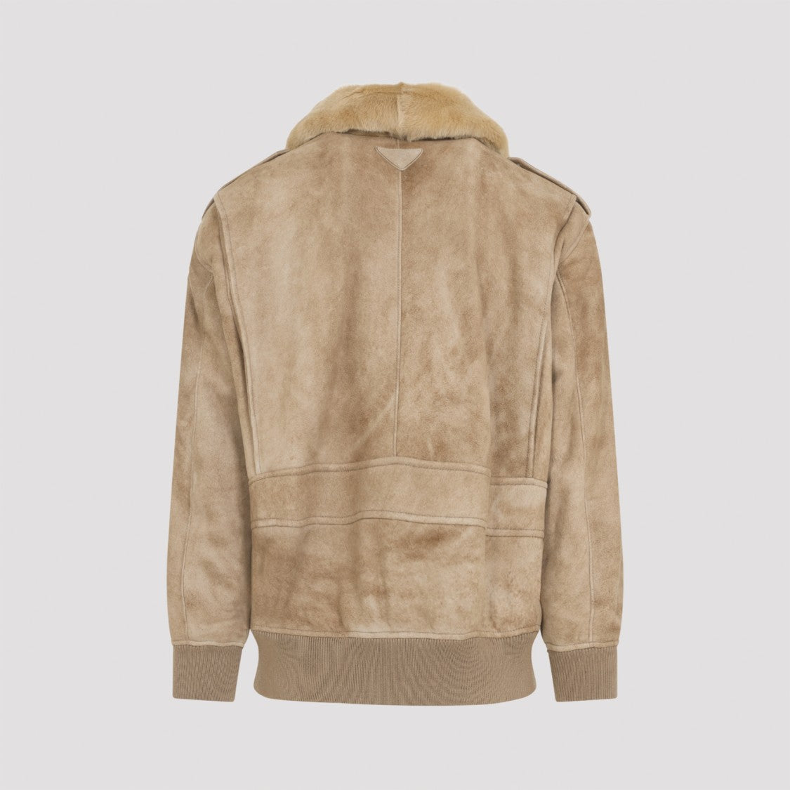 Suede Leather Jacket With Plush Fur Collar