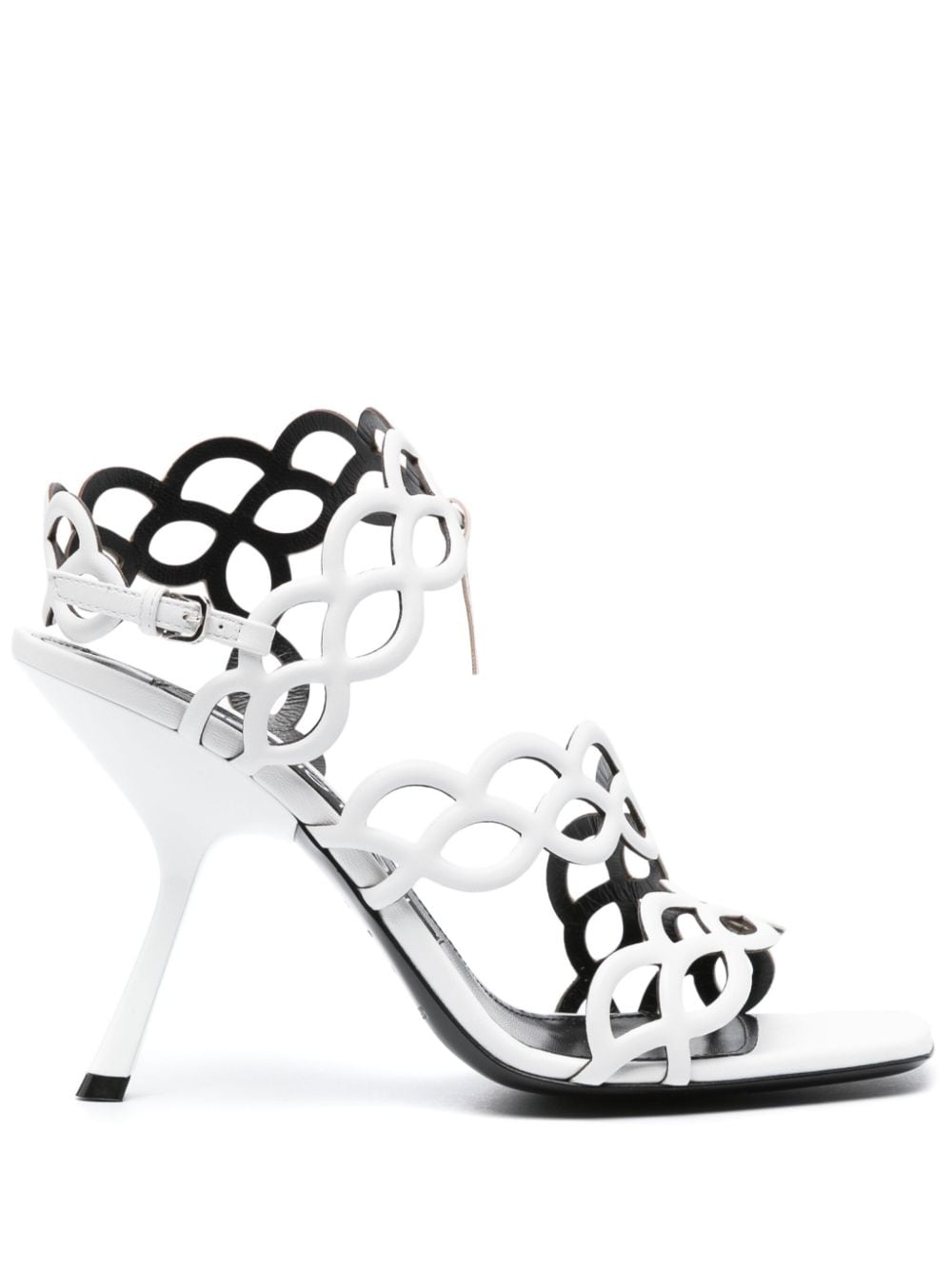 Spiral Design White Calf Leather Sandals