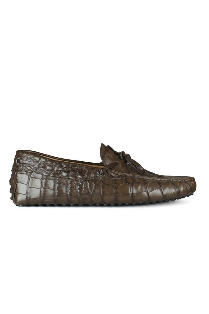 Crocodile Effect Leather Loafers