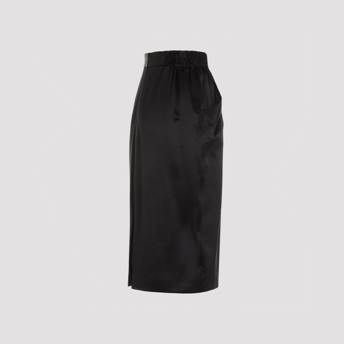 Black Silk Midi Skirt