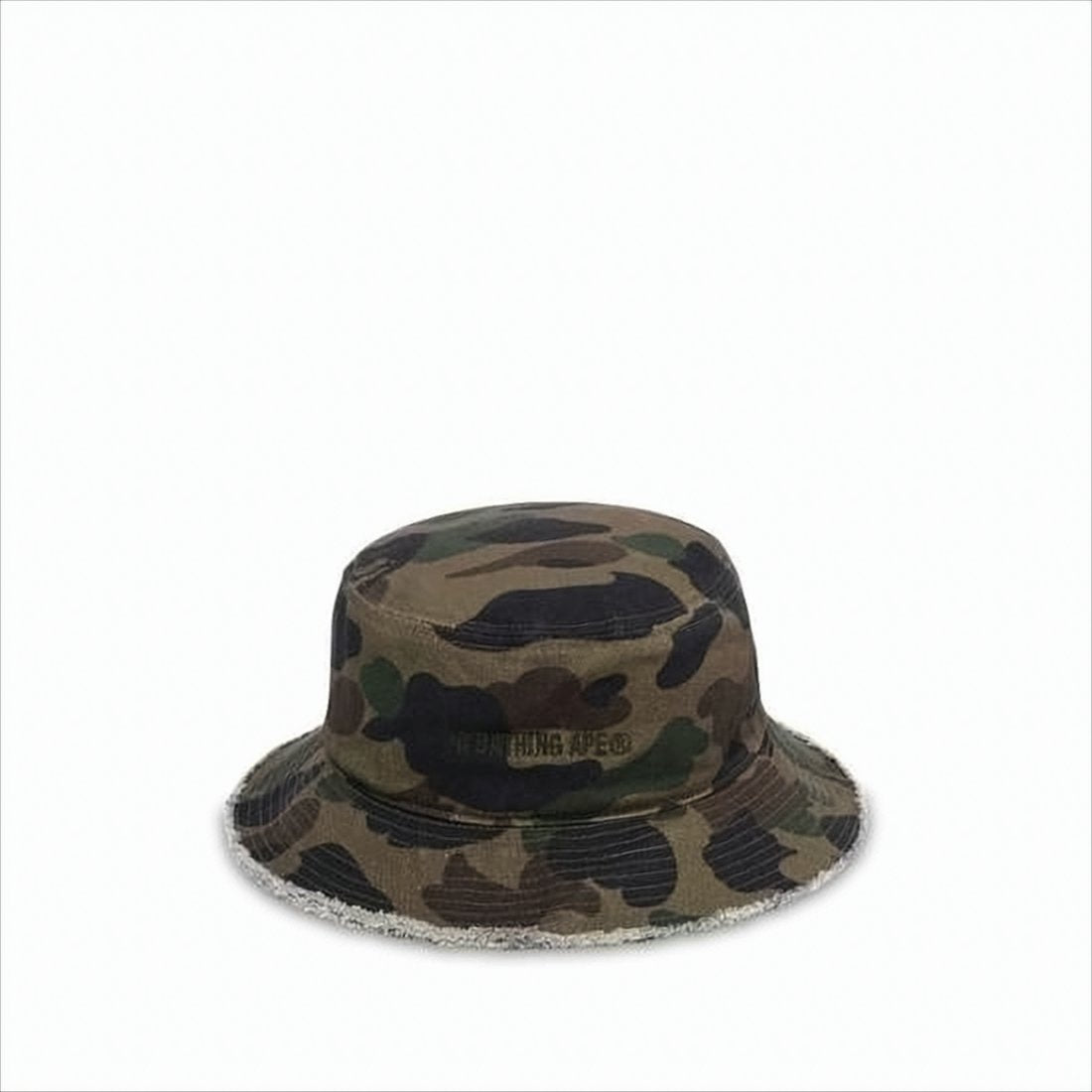 Camouflage Bucket Hat with Frayed Edge Detail