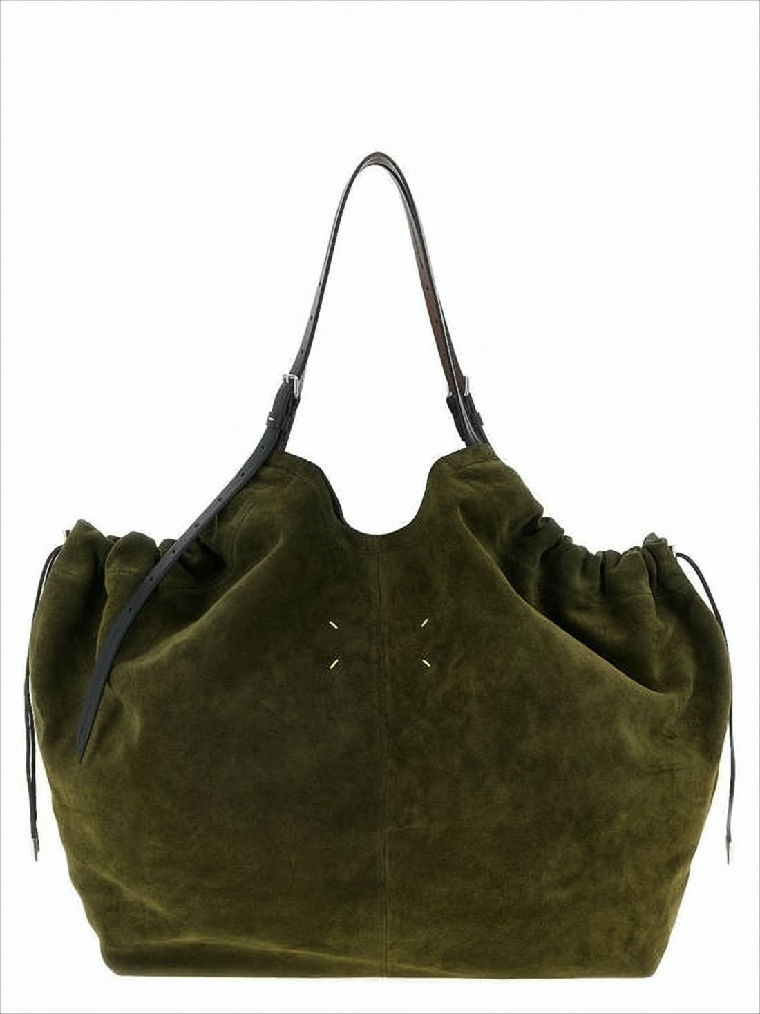 Spacious Green Suede Shoulder Bag