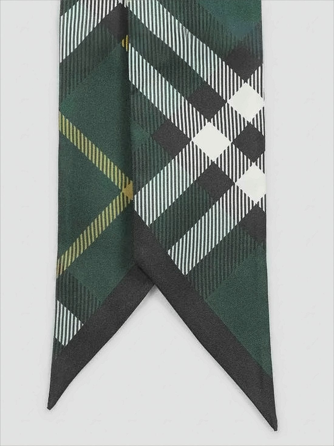 Plaid Silk Scarf with Pointed Ends