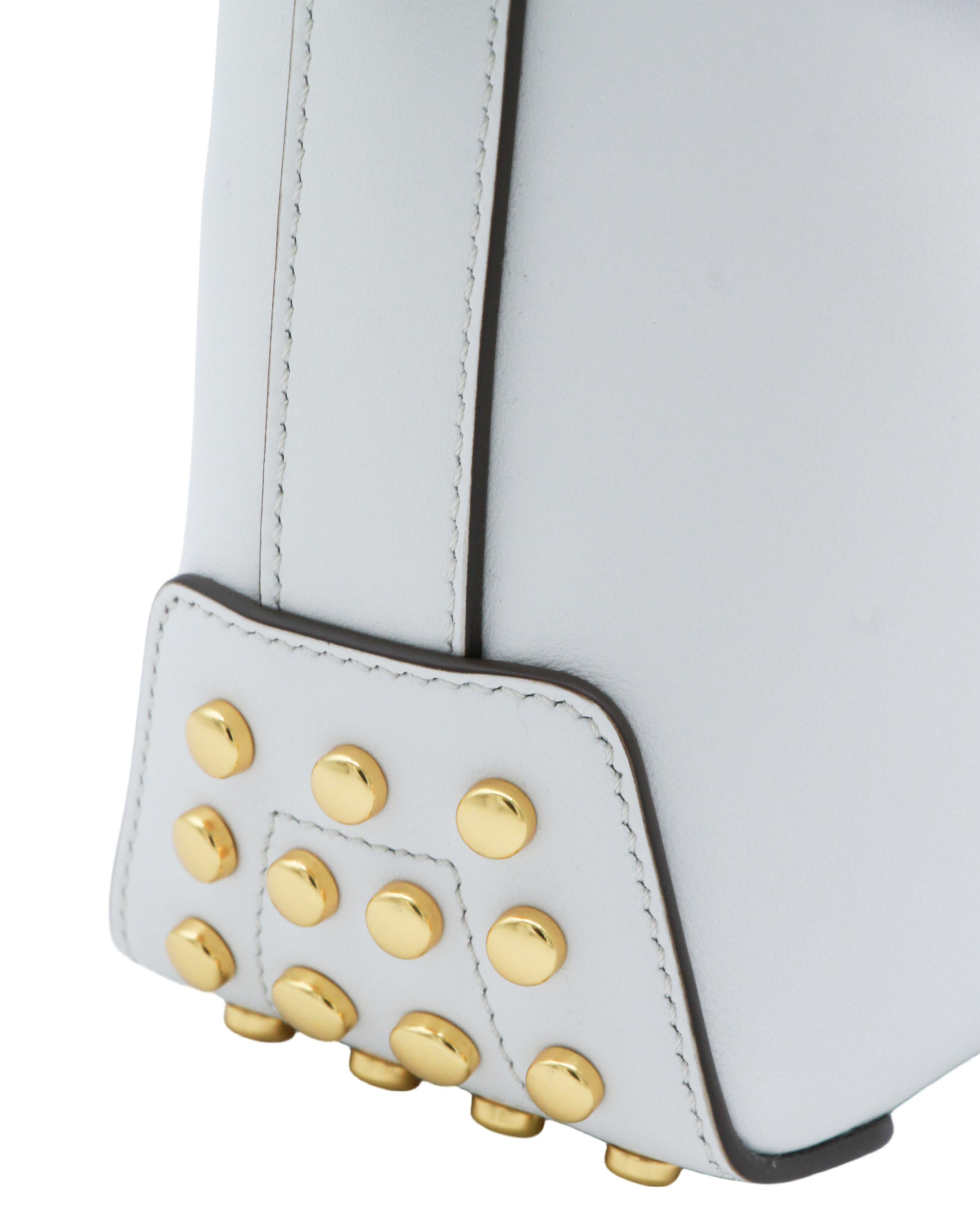 Structured White Leather Handbag
