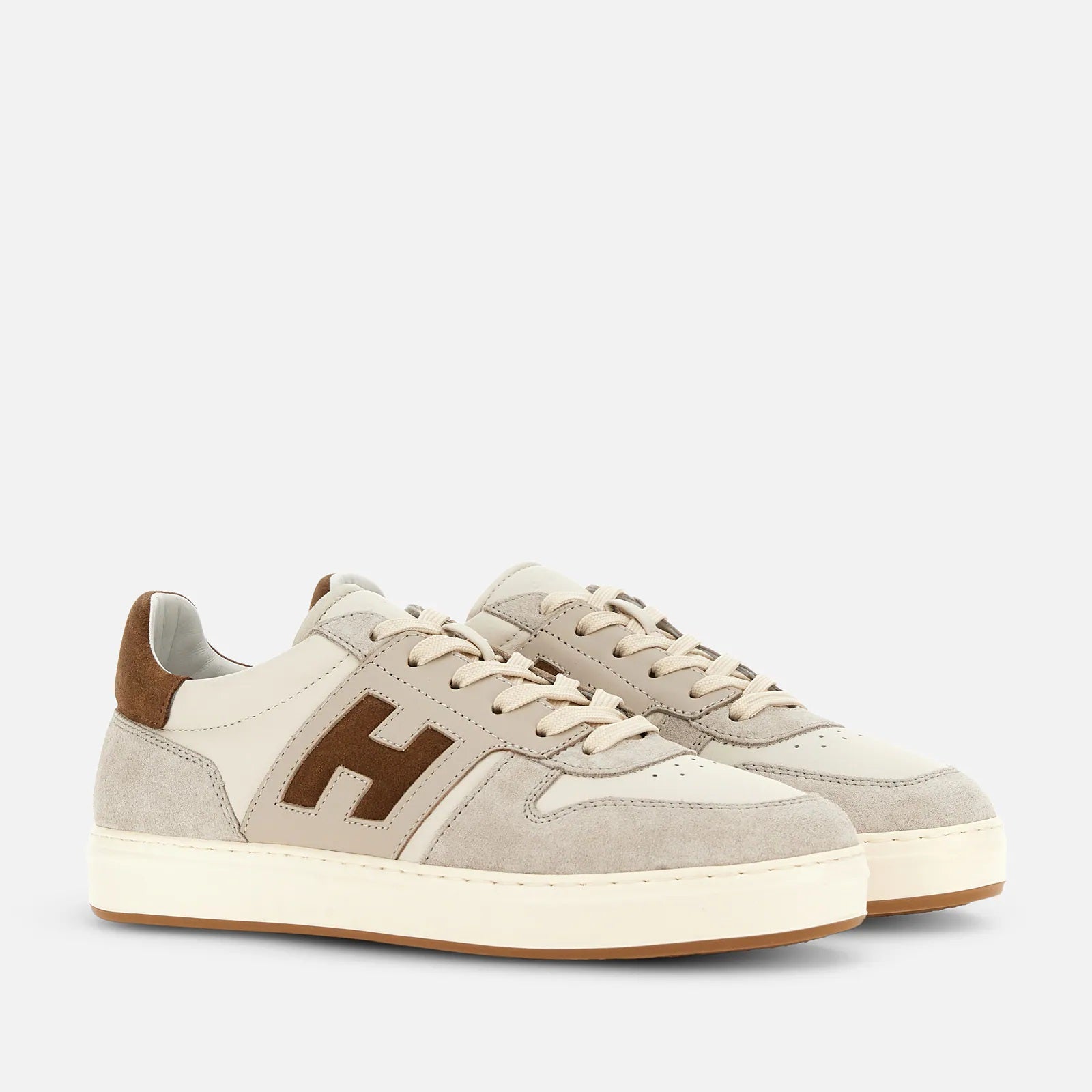 H668 Allacciato H Banda Sneakers in Beige Brown