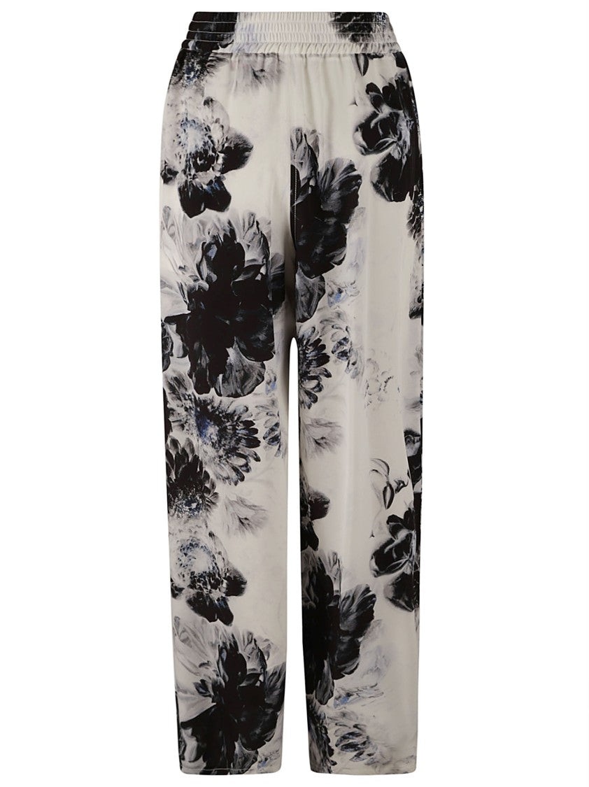 Wide-Leg Floral Print Trousers