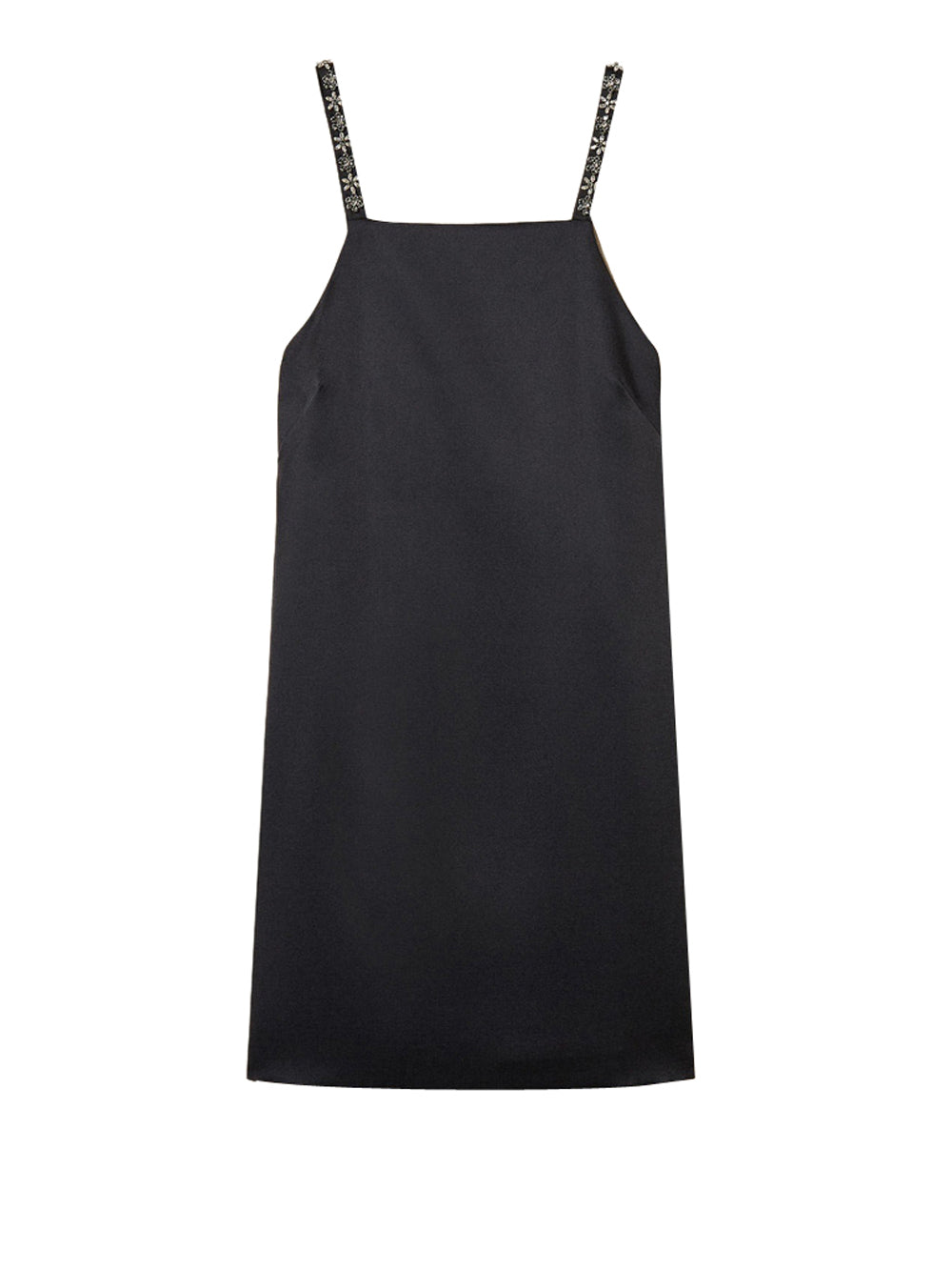 Straight-Cut Mini Dress with Floral Embroidery