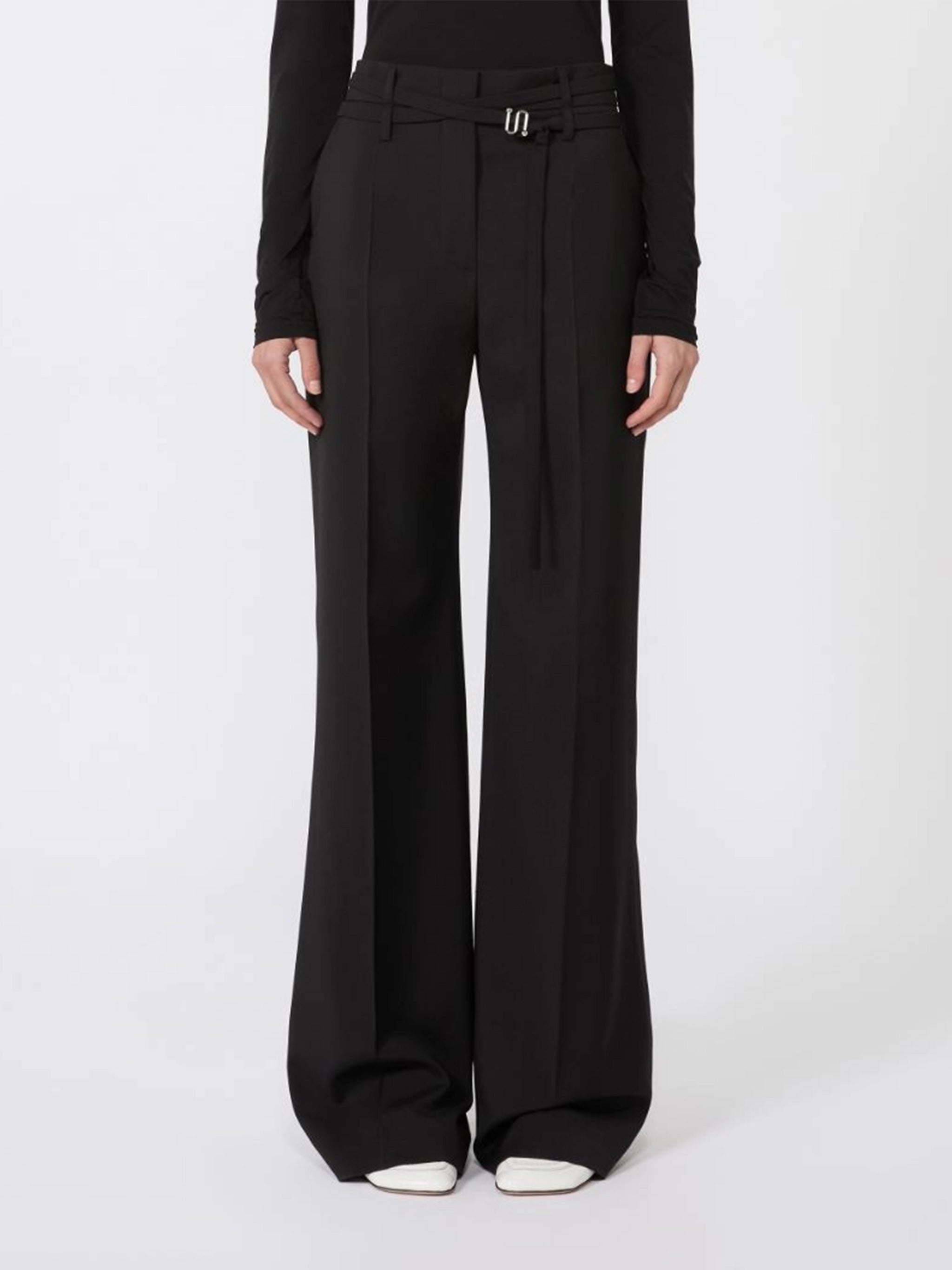 Black Cera High-Waisted Wide-Leg Pants