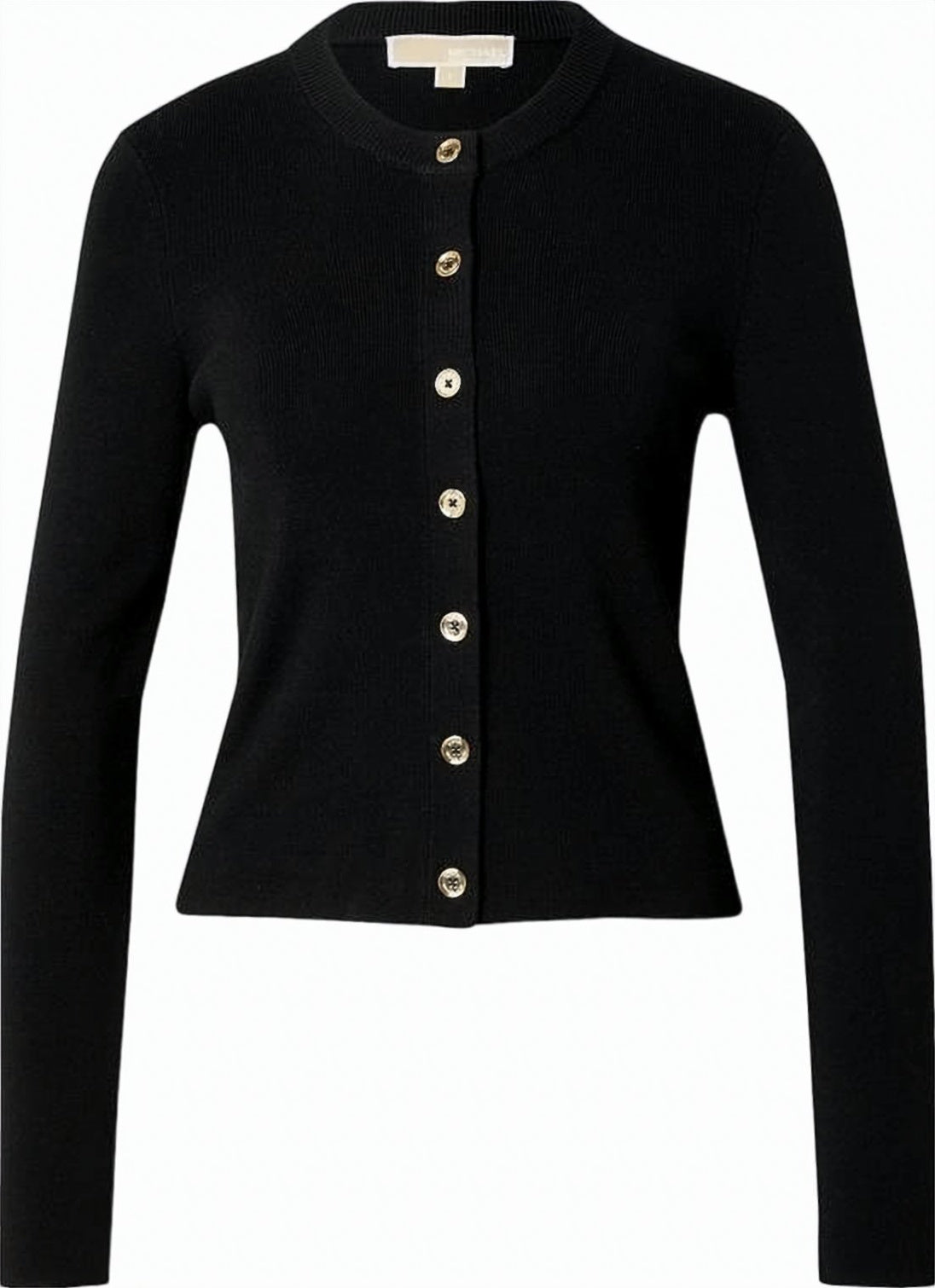 Fitted Knit Cardigan with Round Neckline