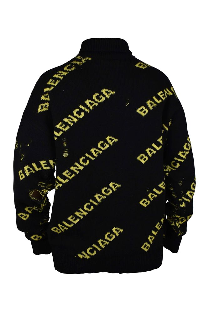 Distressed Knit Sweater With Turtleneck