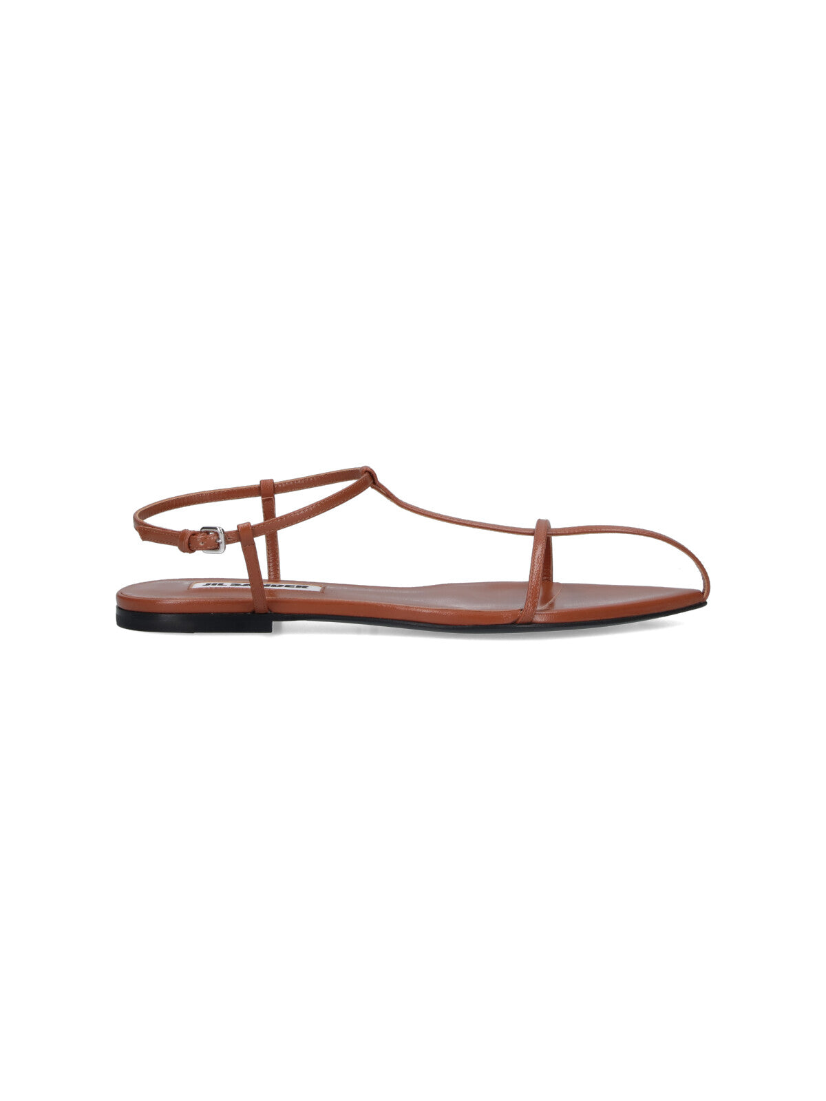 Leather Sandals, Brown, Round Open Toe