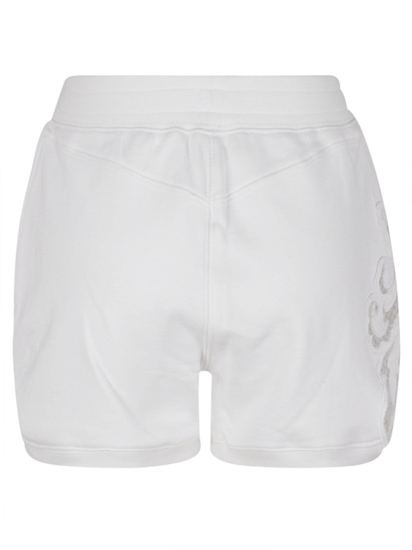 Relaxed Fit White Shorts With Intricate Embroidery